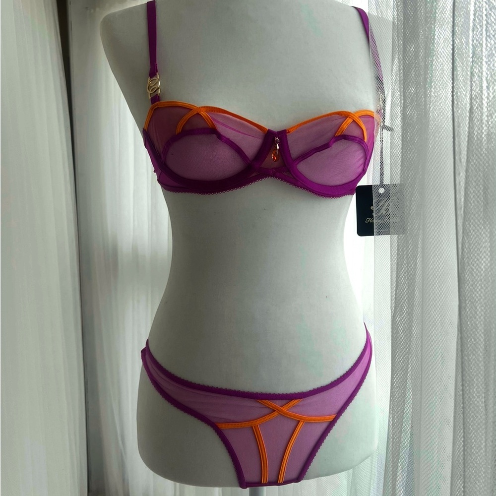 Honey Birdette Saskia Vibrant Purple and Orange Women's Lingerie Set